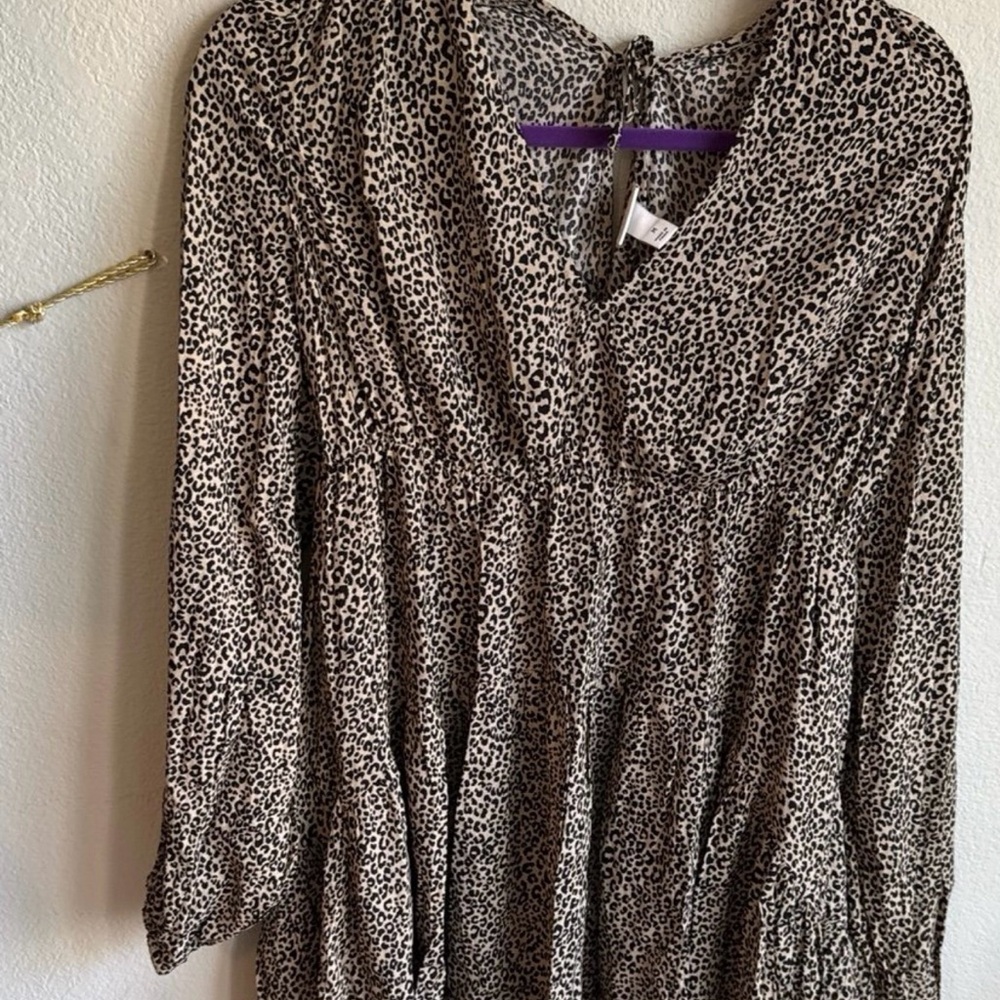 Leopard Print Long Sleeve Dress
